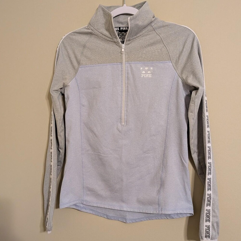 Victoria's Secret Women's Grey and Blue Sweatshirt